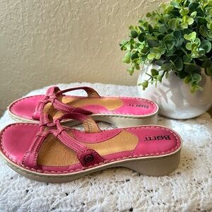 Born Fuchsia and Tan Women's Sandals Size 9 Feels like 8
